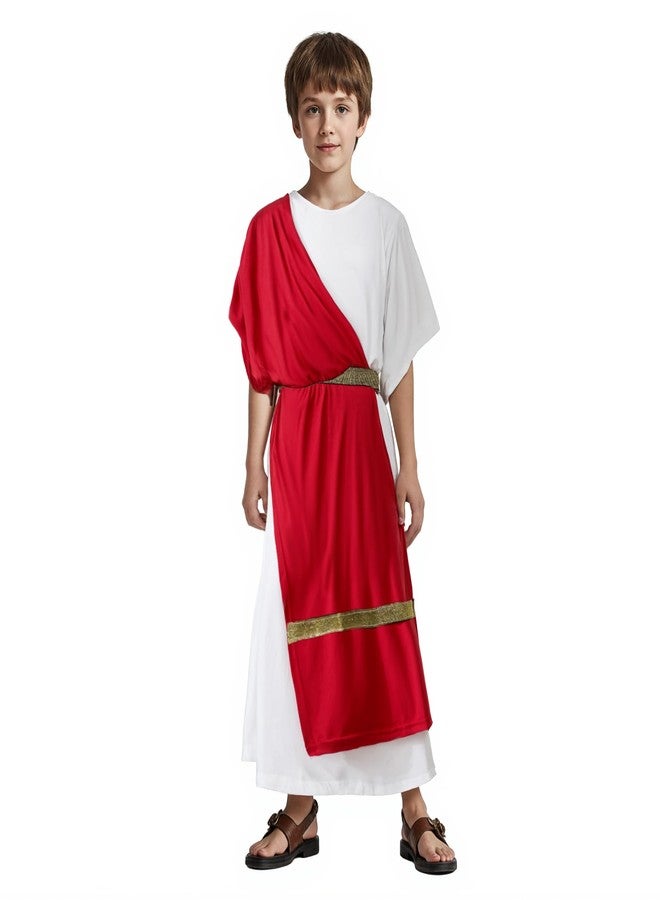VZQI Greek Toga Costume for Kids Roman Halloween Nobility Boy Cosplay Red L - Image 1